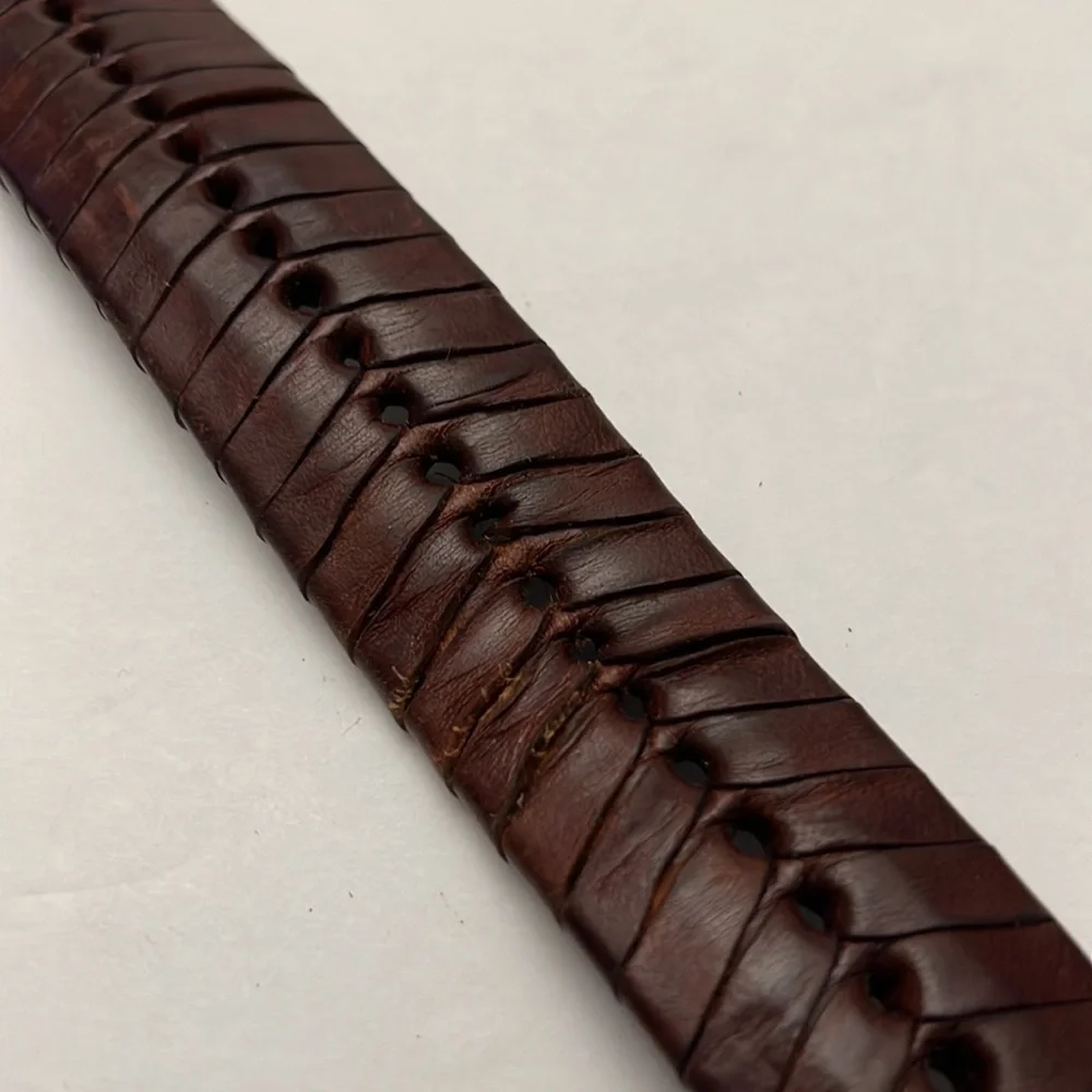 Brighton Men’s Heavy Solid Brass and Leather Braided Belt Size 38